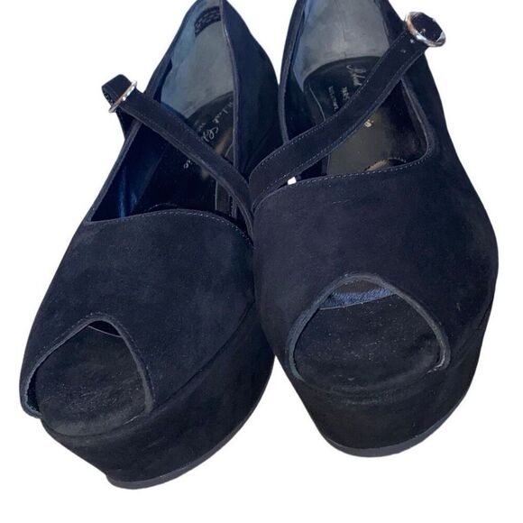 Robert Clergerie Paris NWOB Suade Platform Peep-Toe Mary Janes Romantic Goth Sz7 - Picture 4 of 9